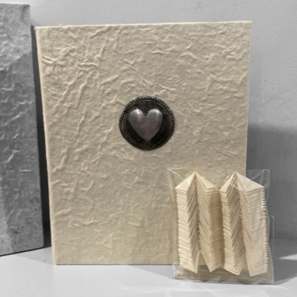 Ivory Handmade Textured Photo Album with Heart Accent